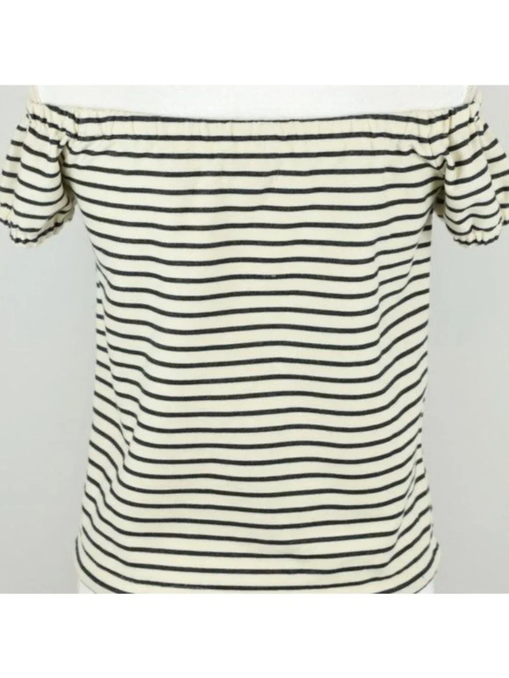 Madewell Melody Women's XXS Cream Black Striped Off The Shoulder Blouse